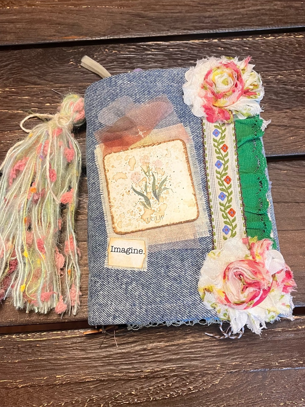 Junk Journal Floral Boho Denim Cottage Core Eclectic 3 Sig Decorated Softcover